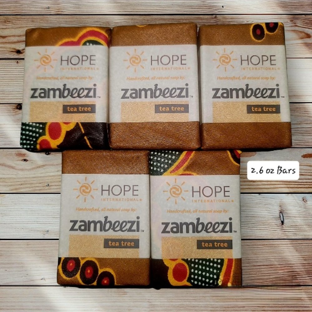 Lot of 5 - ZAMBEEZI 100% Natural - Free Trade - Tea Tree Soap 2.6 oz Bars